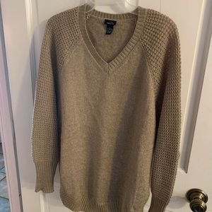 Ladies Brown V-neck Sweater